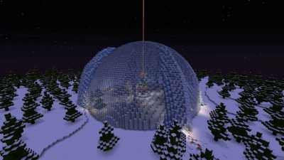 Extérieur du spawn de l'event Buildmychunk de décembre 2019.